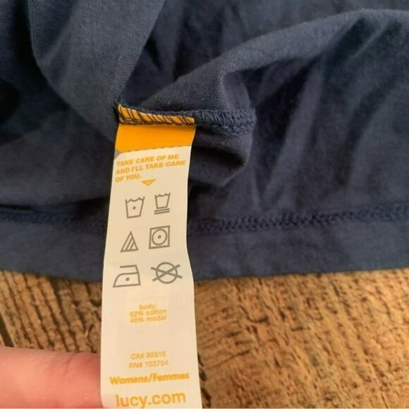 Lucy womens size xs oversized blue short sleeve graphic tshirt boxy tee high low - Picture 5 of 8